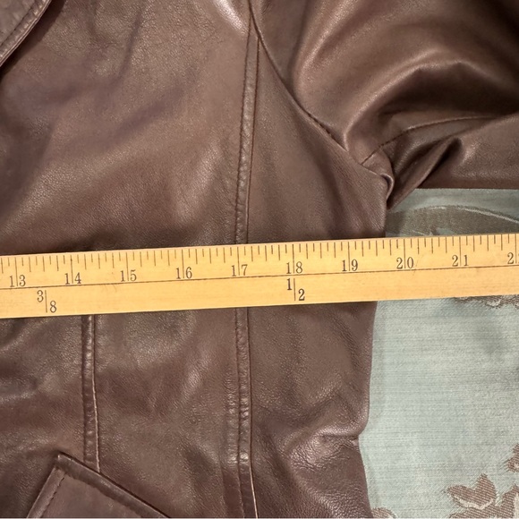 Guess Vintage Dark Brown Leather Button Blazer Jacket Women Size Large - Picture 10 of 11